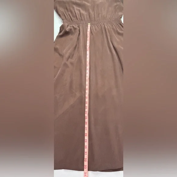 Robbie Bee Silk Chocolate Brown Maxi Length Wrap Dress Short Sleeve Size 12 - Picture 7 of 7